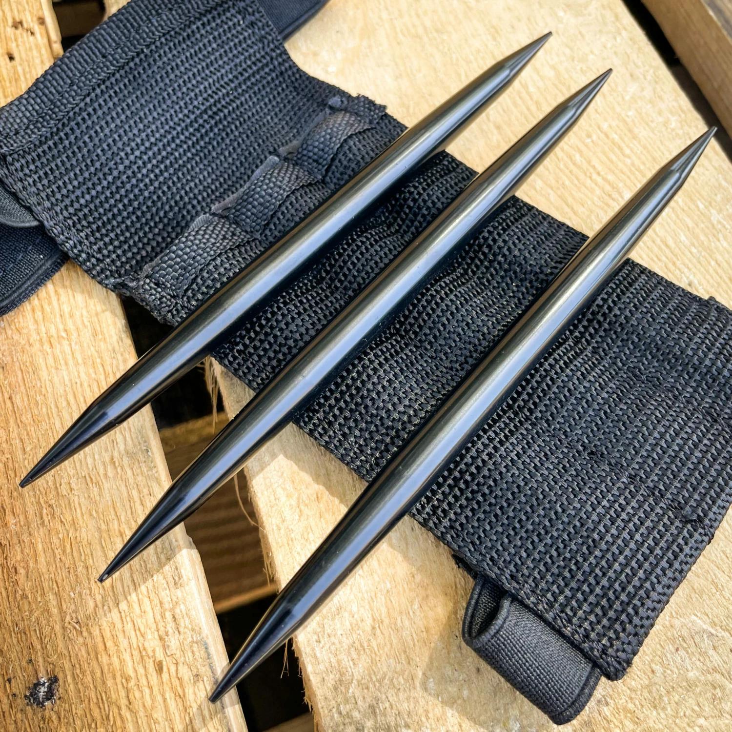Tactical 6" 3pc Black Steel SPIKE Quill Throwing Knife Set W/ Wrist Strap Sheath 6 Tactical 6" 3pc Black Steel SPIKE Quill Throwing Knife Set W/ Wrist Strap Sheath - Image 4