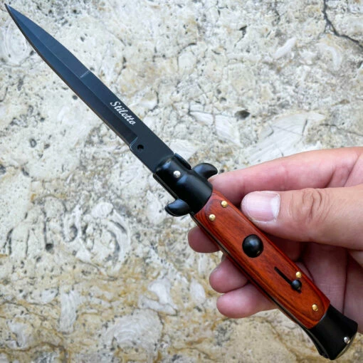 8.75" Black Italian Stiletto Switch Blade Pocket Knife -WE KNIFE Sales IMG 9081 2 83560