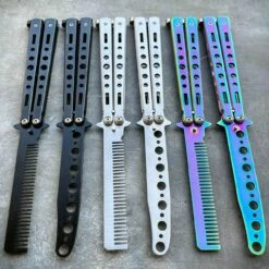 Practice BALISONG METAL BUTTERFLY Assorted Trainer Knife BLADE Comb Brush NEW