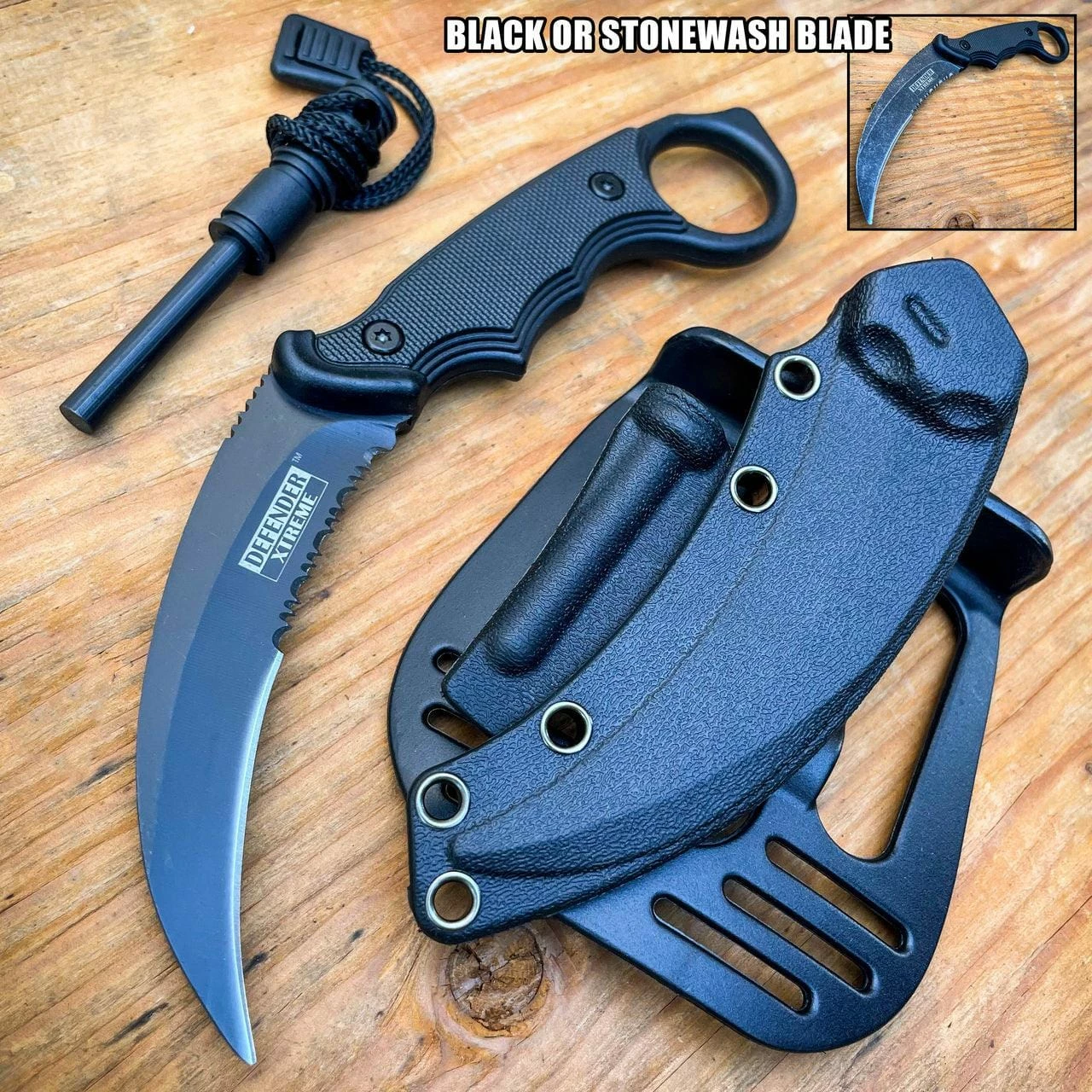 7.25" Military COMBAT Karambit FIXED BLADE KNIFE W Hard Sheath + Fire Starter 3 7.25" Military COMBAT Karambit FIXED BLADE KNIFE W Hard Sheath + Fire Starter