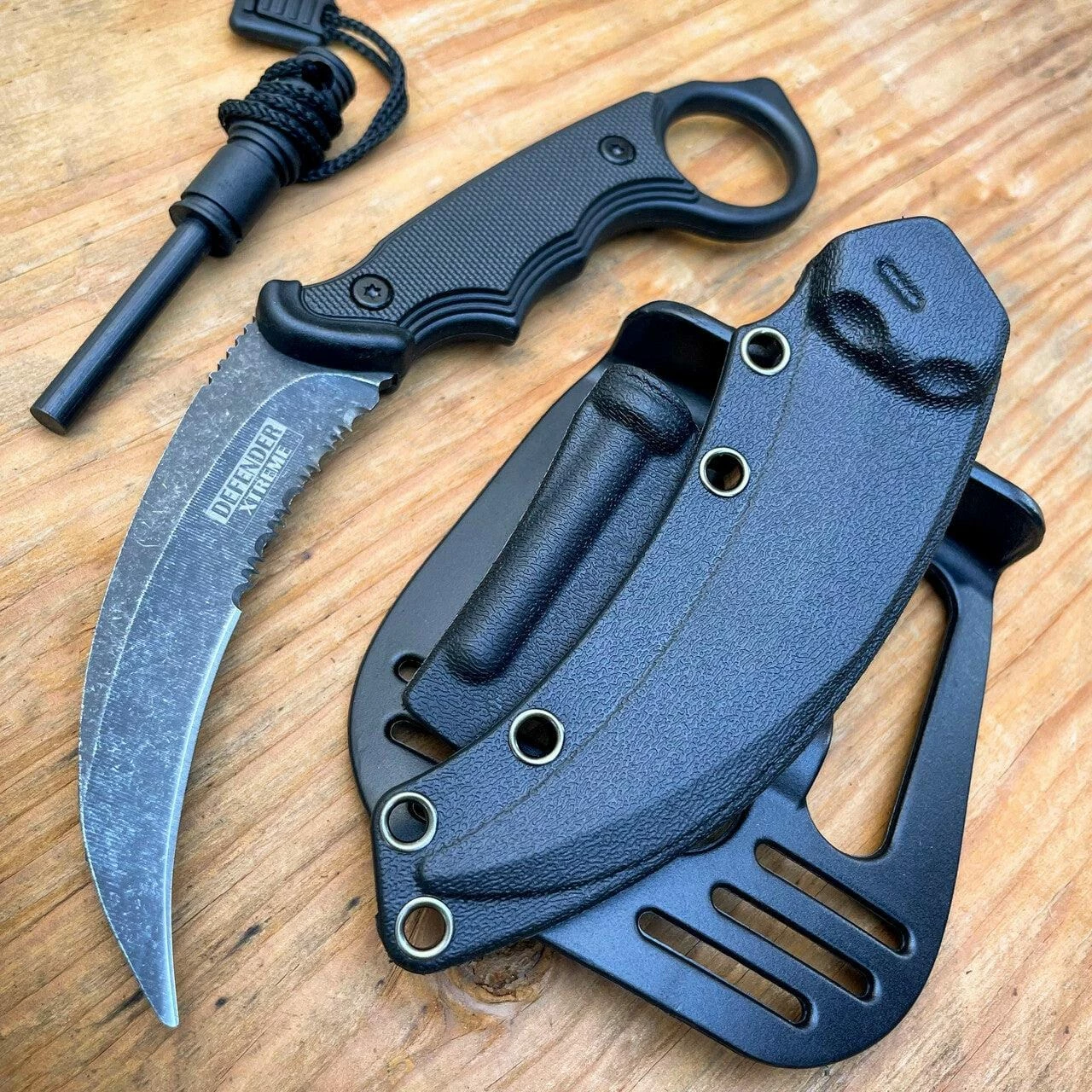 7.25" Military COMBAT Karambit FIXED BLADE KNIFE W Hard Sheath + Fire Starter 6 7.25" Military COMBAT Karambit FIXED BLADE KNIFE W Hard Sheath + Fire Starter - Image 4