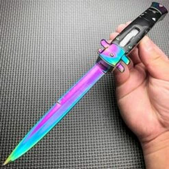 Classic Gentleman Italian Stiletto OTF Rainbow Damascus Style 17 Classic Gentleman Italian Stiletto OTF Rainbow Damascus Style -WE KNIFE Sales blade addict pocket knives 11 black rainbow classic gentleman italian stiletto otf rainbow damascus style 15507096502360