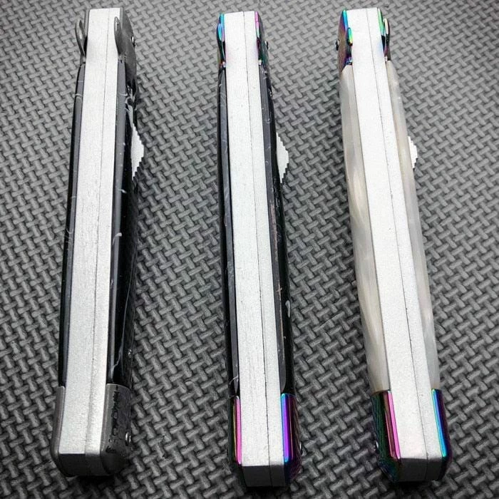 Classic Gentleman Italian Stiletto OTF Rainbow Damascus Style 7 Classic Gentleman Italian Stiletto OTF Rainbow Damascus Style - Image 5