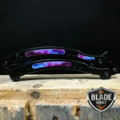 CSGO Butterfly Trainer Balisong - Black Galaxy -WE KNIFE Sales bladeaddictknives butterfly knife csgo butterfly trainer balisong black galaxy 313716834331