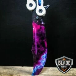 CSGO Butterfly Trainer Balisong Knife - White Galaxy -WE KNIFE Sales bladeaddictknives butterfly knife csgo butterfly trainer balisong knife white galaxy 313726140443