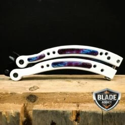 CSGO Butterfly Trainer Balisong Knife - White Galaxy -WE KNIFE Sales bladeaddictknives butterfly knife csgo butterfly trainer balisong knife white galaxy 313726205979