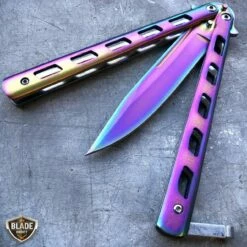 Striker Balisong Butterfly Knife -WE KNIFE Sales bladeaddictknives butterfly knife rainbow striker balisong butterfly knife 12786682265688