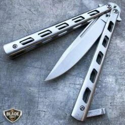 Striker Balisong Butterfly Knife -WE KNIFE Sales bladeaddictknives butterfly knife silver striker balisong butterfly knife 12786682626136