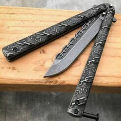 8.75" Fantasy Chain Tactical Balisong Butterfly Knife 28 8.75" Fantasy Chain Tactical Balisong Butterfly Knife -WE KNIFE Sales bladeaddictknives butterfly knife stonewash 8 75 fantasy chain tactical balisong butterfly knife 15249598382168