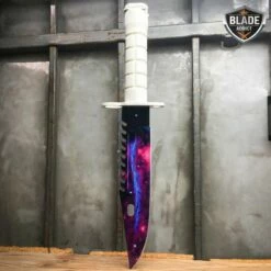 2PC CS GO Tactical Fixed Blade Hunting Bayonet Bowie White GALAXY + FLIP Knife -WE KNIFE Sales bladeaddictknives csgo 2pc cs go tactical fixed blade hunting bayonet bowie white galaxy flip knife 1668435181595