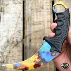 7.5" CSGO Karambit Combat Knife Fixed Blade Hawkbill Neck Doppler NEW -WE KNIFE Sales bladeaddictknives csgo case hardened 7 5 csgo karambit combat knife fixed blade hawkbill neck doppler new 6662129090648