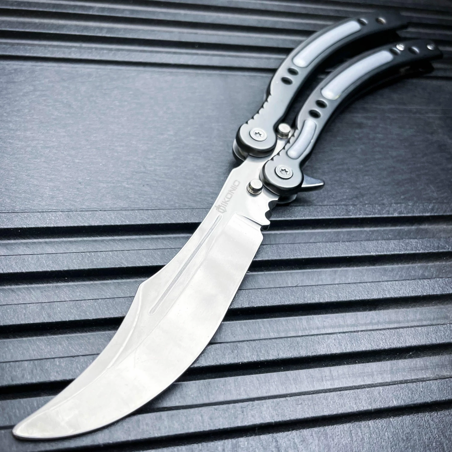 CSGO Chrome Butterfly Silver BALISONG Trainer Knife Upgraded 4 CSGO Chrome Butterfly Silver BALISONG Trainer Knife Upgraded - Image 2