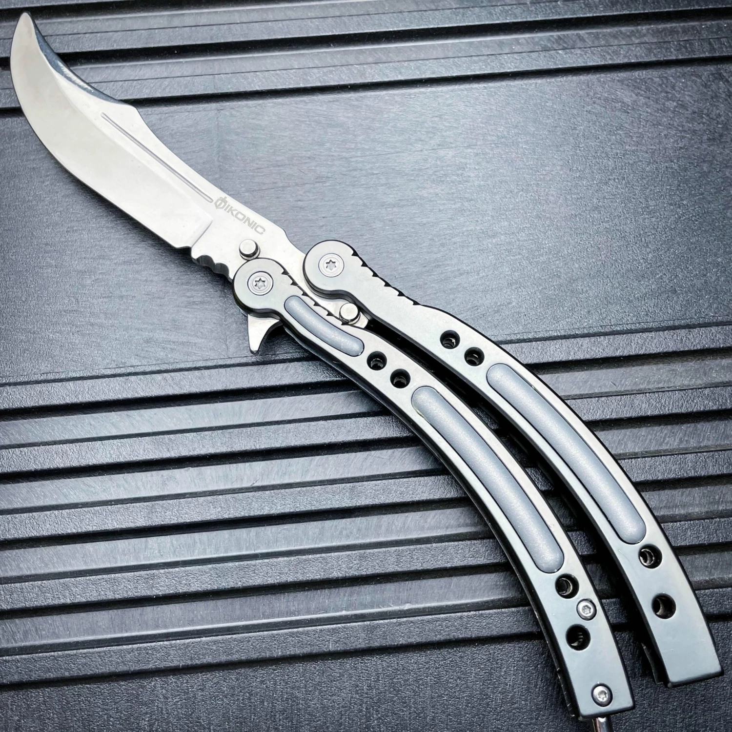CSGO Chrome Butterfly Silver BALISONG Trainer Knife Upgraded 5 CSGO Chrome Butterfly Silver BALISONG Trainer Knife Upgraded - Image 3