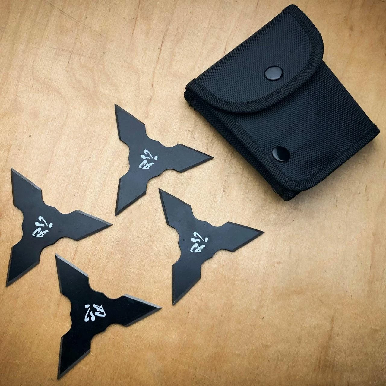 4 PC Set Black Ninja Throwing Stars For Sale Anime Shuriken Knife 3 4 PC Set Black Ninja Throwing Stars For Sale Anime Shuriken Knife
