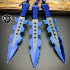 3PC Blue Kunai Throwing Knives