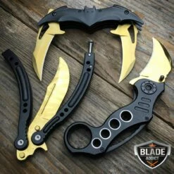 N/A 3PC BAT GOLD KNIFE SET