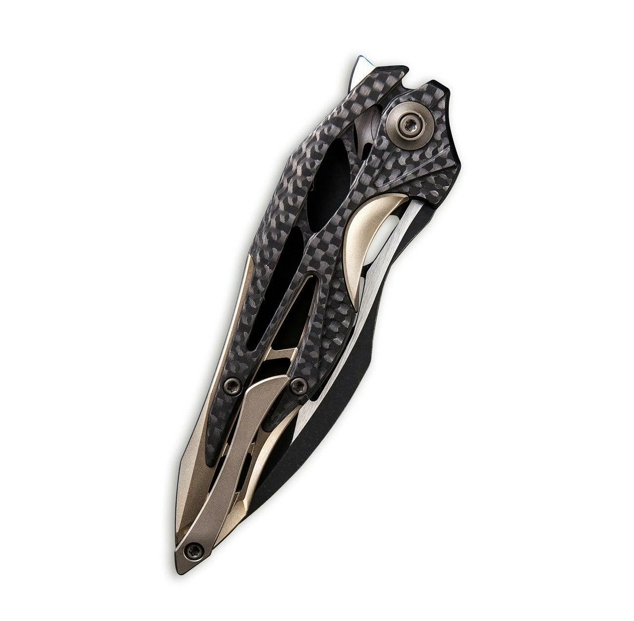 WEKNIFE Arrakis Flipper Knife Titanium Handle With Carbon Fiber Inlay (3.45" M390 Blade) 906CF-B 5 WEKNIFE Arrakis Flipper Knife Titanium Handle With Carbon Fiber Inlay (3.45" M390 Blade) 906CF-B - Image 3