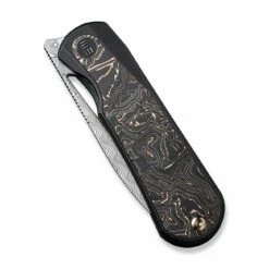 WEKNIFE Baloo Flipper Knife Titanium Handle With Carbon Fiber Inlay (3.31" Hakkapella Damasteel) WE21033-DS1 -WE KNIFE Sales weknife baloo flipper knife titanium handle with carbon fiber inlay 331 hakkapella damasteel we21033 ds1 240539