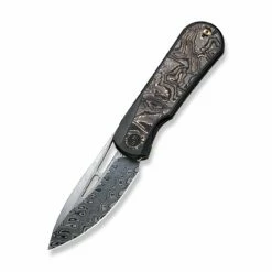 WEKNIFE Baloo Flipper Knife Titanium Handle With Carbon Fiber Inlay (3.31" Hakkapella Damasteel) WE21033-DS1 -WE KNIFE Sales weknife baloo flipper knife titanium handle with carbon fiber inlay 331 hakkapella damasteel we21033 ds1 375093