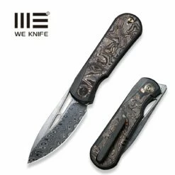 WEKNIFE Baloo Flipper Knife Titanium Handle With Carbon Fiber Inlay (3.31" Hakkapella Damasteel) WE21033-DS1