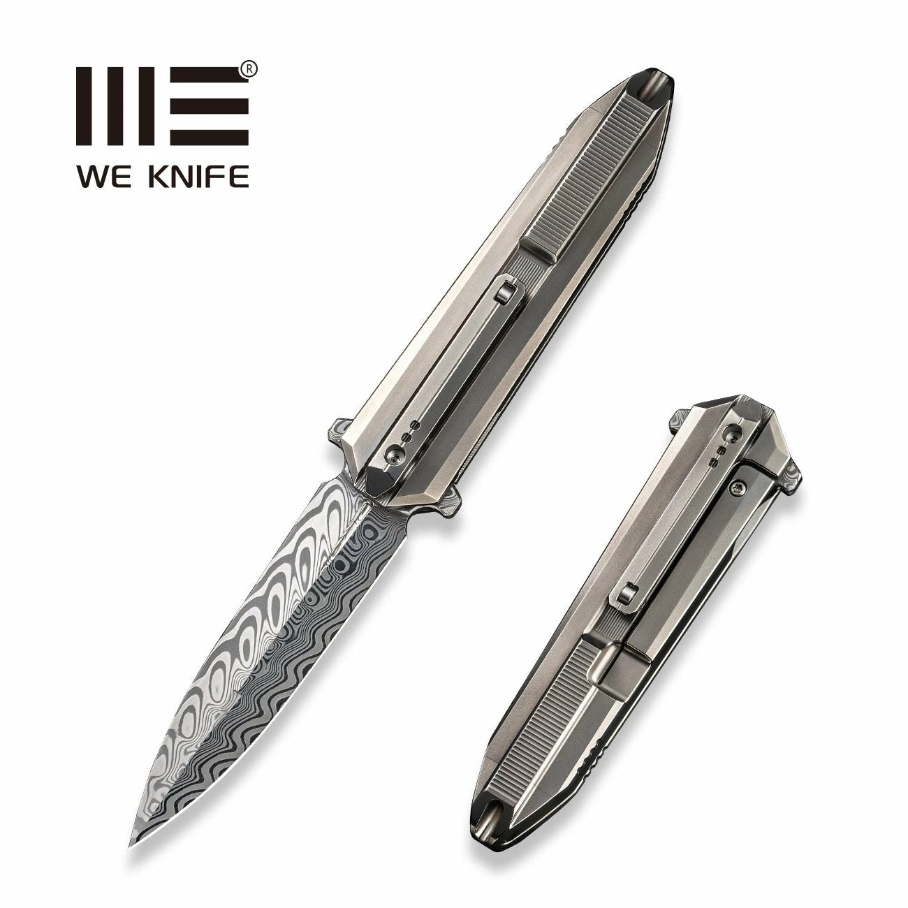 WEKNIFE Diatomic Flipper Knife Titanium Handle (3.78" Damasteel Blade) WE22032-DS1 3 WEKNIFE Diatomic Flipper Knife Titanium Handle (3.78" Damasteel Blade) WE22032-DS1