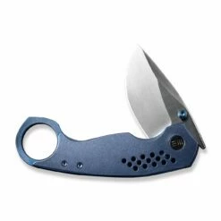 WEKNIFE Envisage Front Flipper Knife Titanium Handle (2.42" CPM 20CV Blade) WE22013-4 -WE KNIFE Sales weknife envisage front flipper knife blue titanium handle 242 hand rubbed satin cpm 20cv blade we22013 4 901265