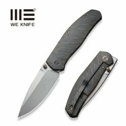 WEKNIFE Esprit Front Flipper & Thumb Stud Knife Tiger Stripe Pattern Flamed Titanium Handle (3.25" Silver Bead Blasted CPM 20CV Blade) WE20025B-B