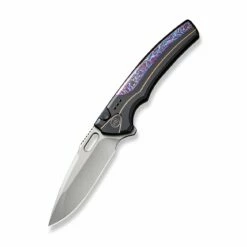WEKNIFE Exciton Flipper & Button Lock Knife Titanium Handle (3.68" CPM 20CV Blade) WE22038A-6 -WE KNIFE Sales weknife exciton button lock knife black titanium handle with flamed titanium integral spacer 368 silver bead blasted cpm 20cv blade we22038a 6 453835