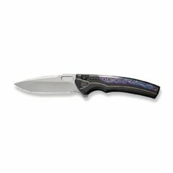WEKNIFE Exciton Flipper & Button Lock Knife Titanium Handle (3.68" CPM 20CV Blade) WE22038A-6 -WE KNIFE Sales weknife exciton button lock knife black titanium handle with flamed titanium integral spacer 368 silver bead blasted cpm 20cv blade we22038a 6 866479