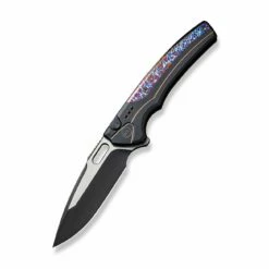 WEKNIFE Exciton Flipper & Button Lock Knife Titanium Handle With Flamed Titanium Integral Spacer (3.68" CPM 20CV Blade) WE22038A-4 -WE KNIFE Sales weknife exciton flipper button lock knife black titanium handle with flamed titanium integral spacer 368 black stonewashed cpm 20cv blade satin flat we22038a 4 418784