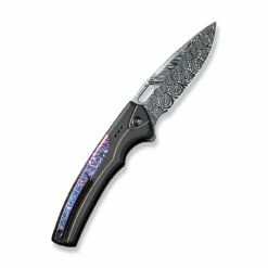 New Release -WE KNIFE Sales weknife exciton flipper button lock knife black titanium handle with flamed titanium integral spacer 368 heimskringla damasteel blade we22038a ds1 411869