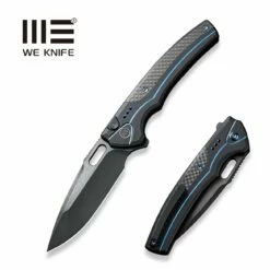 WEKNIFE Exciton Flipper & Button Lock Knife Titanium Handle With Carbon Fiber Integral Spacer (3.68" CPM 20CV Blade) WE22038A-2