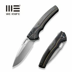 WEKNIFE Exciton Flipper & Button Lock Knife Titanium Handle With Carbon Fiber Integral Spacer (3.68" CPM 20CV Blade) WE22038A-1