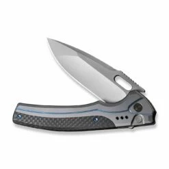 WEKNIFE Exciton Flipper & Button Lock Knife Titanium Handle With Carbon Fiber Integral Spacer (3.68" CPM 20CV Blade) WE22038A-3 -WE KNIFE Sales weknife exciton flipper button lock knife gray titanium handle with twill carbon fiber integral spacer 368 silver bead blasted cpm 20cv blade we22038a 3 803735