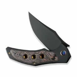 WEKNIFEMagnetron Flipper Knife Titanium Handle With Carbon Fiber Inlay (3.76" CPM 20CV Blade) WE18058-3 -WE KNIFE Sales weknife magnetron flipper knife black titanium handle with copper foil carbon fiber inlay 376 black stonewashed bevels black brushed flats cpm 20cv blade we1805 989359