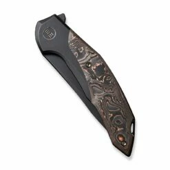 WEKNIFE Merata Flipper Knife Titanium Handle With Carbon Fiber Inlay (3.68" CPM 20CV Blade) WE22008B-1 -WE KNIFE Sales weknife merata flipper knife black titanium handle with copper foil carbon fiber inlay 368 black stonewashed cpm 20cv blade we22008b 1 918786