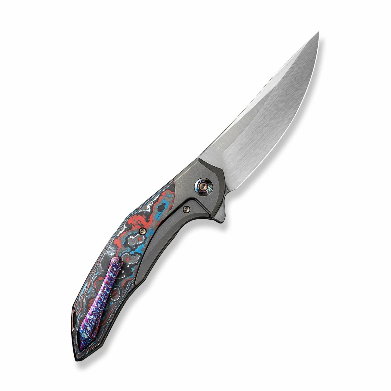 WEKNIFE Merata Flipper Knife Titanium Handle With Carbon Fiber Inlay (3.68" CPM 20CV Blade) WE22008B-2 4 WEKNIFE Merata Flipper Knife Titanium Handle With Carbon Fiber Inlay (3.68" CPM 20CV Blade) WE22008B-2 - Image 2