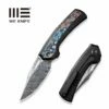 WEKNIFE Nefaris Flipper Knife Titanium Handle With Carbon Fiber (3.48" Damasteel Blade) WE22040F-DS1 -WE KNIFE Sales weknife nefaris button lock knife black titanium handle with nebula fat carbon fiber inlay 348 heimskringla damasteel blade we22040f ds1 462062