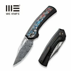 New Release 5 WEKNIFE Nefaris Flipper Knife Titanium Handle With Carbon Fiber (3.48" Damasteel Blade) WE22040F-DS1