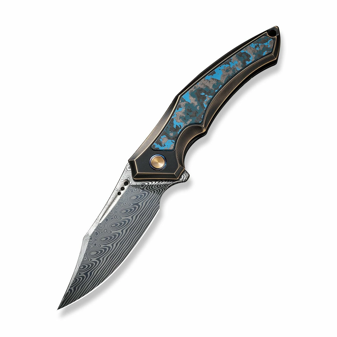 WEKNIFE Orpheus Flipper Knife Bronze / Black Titanium Integral Handle With Arctic Storm Fat Carbon Fiber Inlay (3.48" Hakkapella Damasteel Blade) WE23009-DS1 5 WEKNIFE Orpheus Flipper Knife Bronze / Black Titanium Integral Handle With Arctic Storm Fat Carbon Fiber Inlay (3.48" Hakkapella Damasteel Blade) WE23009-DS1 - Image 3