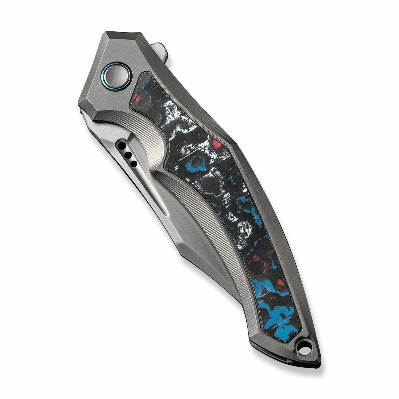 WEKNIFE Orpheus Flipper Knife Gray Titanium Integral Handle With Nebula Fat Carbon Fiber Inlay (3.48" Hand Rubbed Satin CPM 20CV Blade) WE23009-4 8 WEKNIFE Orpheus Flipper Knife Gray Titanium Integral Handle With Nebula Fat Carbon Fiber Inlay (3.48" Hand Rubbed Satin CPM 20CV Blade) WE23009-4 - Image 6