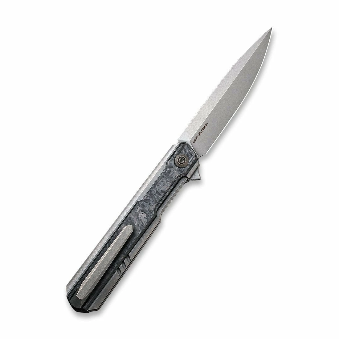 WEKNIFE Peer Flipper Knife Titanium Handle With Carbon Fiber Overlay (3.46" CPM 20CV Blade) 2015C 4 WEKNIFE Peer Flipper Knife Titanium Handle With Carbon Fiber Overlay (3.46" CPM 20CV Blade) 2015C - Image 2
