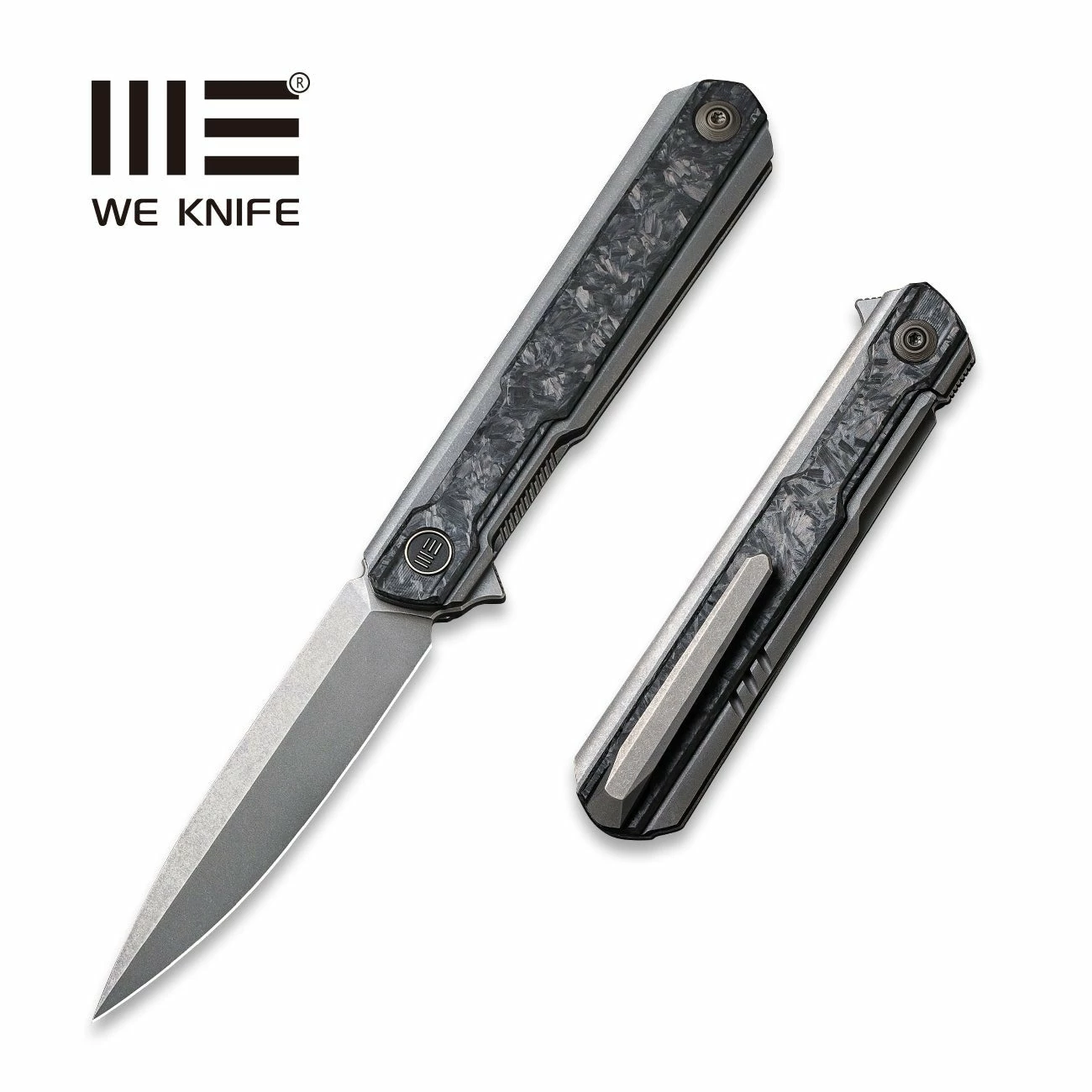 WEKNIFE Peer Flipper Knife Titanium Handle With Carbon Fiber Overlay (3.46" CPM 20CV Blade) 2015C 3 WEKNIFE Peer Flipper Knife Titanium Handle With Carbon Fiber Overlay (3.46" CPM 20CV Blade) 2015C