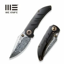 WEKNIFE Riff-Raff Thumb Stud Knife Titanium Handle (3.12" Damasteel Blade) WE22020B-DS1