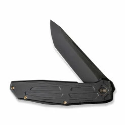 WEKNIFE Shadowfire Flipper Knife Titanium Handle (3.97" CPM 20CV Blade) WE22035-1 -WE KNIFE Sales weknife shadowfire flipper knife black titanium handle 397 black stonewashed bevels black brushed flats cpm 20cv blade we22035 1 294900