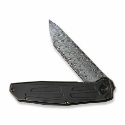 WEKNIFE Shadowfire Flipper Knife Titanium Handle (3.97" Damasteel Blade) WE22035-DS1 -WE KNIFE Sales weknife shadowfire flipper knife bronze black titanium handle 397 hakkapella damasteel blade we22035 ds1 463489