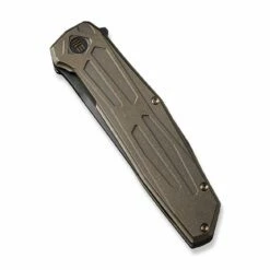 WEKNIFE Shadowfire Flipper Knife Titanium Handle (3.97" CPM 20CV Blade) WE22035-3 -WE KNIFE Sales weknife shadowfire flipper knife bronze titanium handle 397 black stonewashed bevels black brushed flats cpm 20cv blade we22035 3 290486