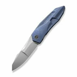 WEKNIFE Solid Flipper Knife Titanium Handle (3.88" CPM 20CV Blade) WE22028-4 -WE KNIFE Sales weknife solid flipper knife blue titanium integral handle 388 polished bead blasted cpm 20cv blade we22028 4 253413