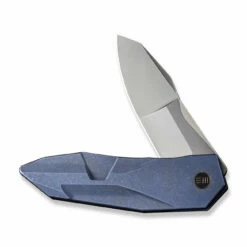 WEKNIFE Solid Flipper Knife Titanium Handle (3.88" CPM 20CV Blade) WE22028-4 -WE KNIFE Sales weknife solid flipper knife blue titanium integral handle 388 polished bead blasted cpm 20cv blade we22028 4 332036