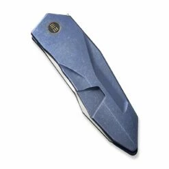 WEKNIFE Solid Flipper Knife Titanium Handle (3.88" CPM 20CV Blade) WE22028-4 -WE KNIFE Sales weknife solid flipper knife blue titanium integral handle 388 polished bead blasted cpm 20cv blade we22028 4 335725